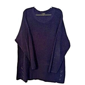 Ana 3x Plus Dark Navy Blue Silver Sparkle Oversized Sweater Stretch Comfort